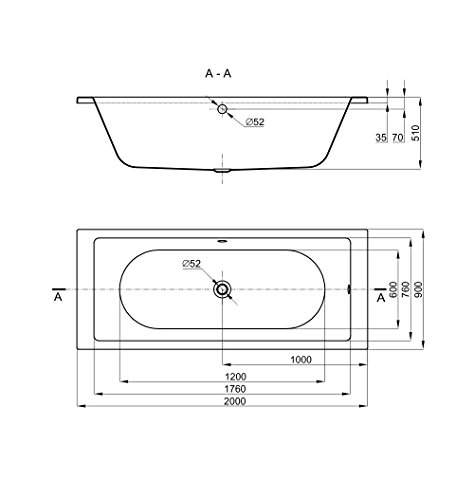 Rechteck Badewanne Acryl BORNEO