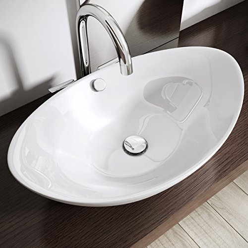 Design Keramik Waschbecken Aufsatz Einbau weiß Hochglanz inkl.Lotus-Effekt 