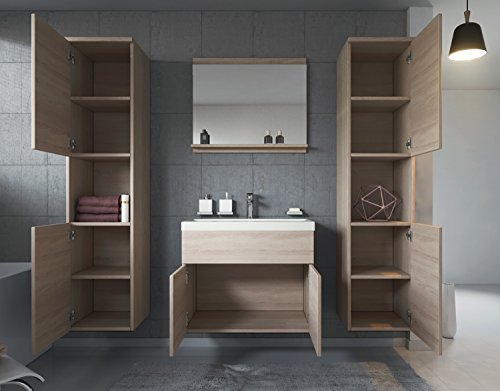 Badezimmer Badmöbel Set Montreal XL 60 cm Waschbecken Sonoma Eiche