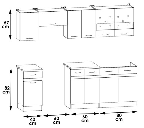 Küche 240cm von FIWODO® - ERWEITERBAR - günstig + schnell - Einbauküche
