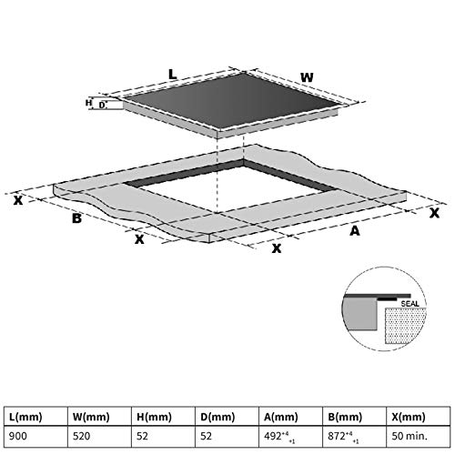 Glaskeramik Kochfeld autark 90cm 5 Kochzonen Sensor Touch ...