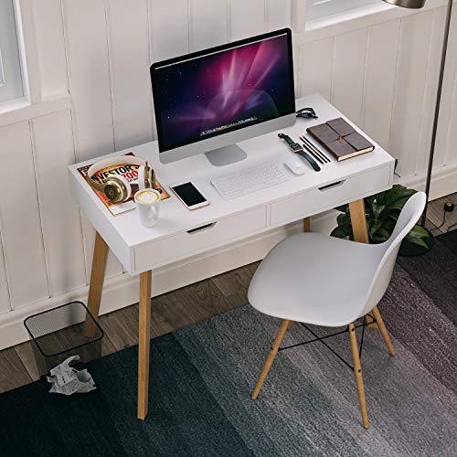 Homfa Schreibtisch mit 2 Schubladen 100x50x77cm(BxTxH) Computertisch